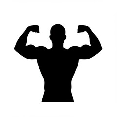 Fototapeta premium Silhouette of bodybuilder flexing on white background