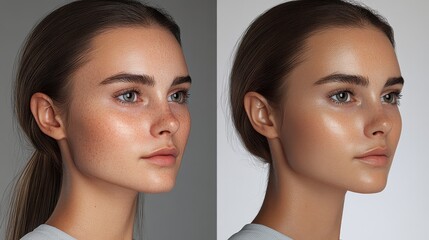 The before and after images of laser treatment for couperose and rosacea demonstrate a successful intervention