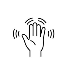 Obraz premium Parkinson’s icon - Vibrating hand outline signaling action with movement waves 