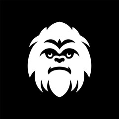 Creepy Yeti Face Silhouette Logo