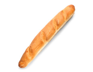 Fresh baguette on white background