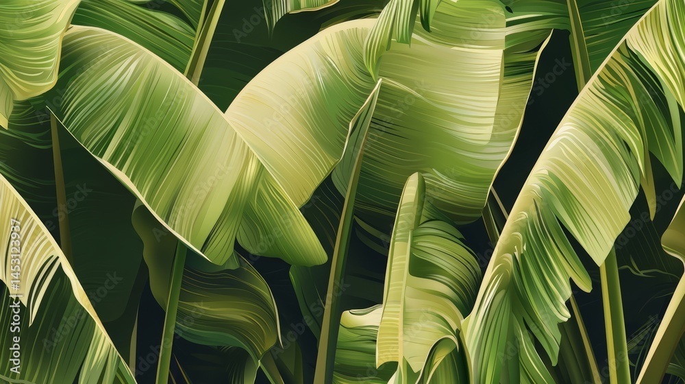 Poster drawing of green leaves with a yellow center. the leaves are arranged in a way that they look like t