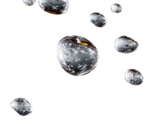 Elegant side curve of airborne water droplets isolated PNG