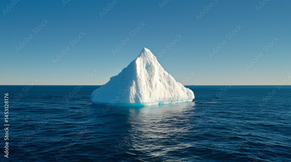 Aufkleber huge ice block floating in the ocean. the ice is melting and the water is blue. concept of lonelines
