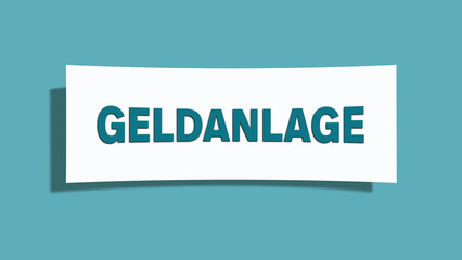 Geldanlage (Investment) - A card isolated on light green background.