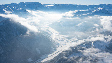 aerial view of the alps