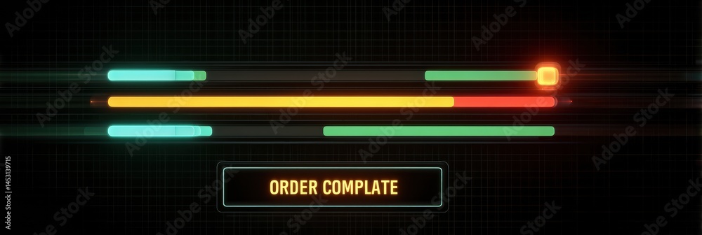 Poster Glowing Progress Bar Indicating Order Completion in a Modern Digital Animation Style Generative AI