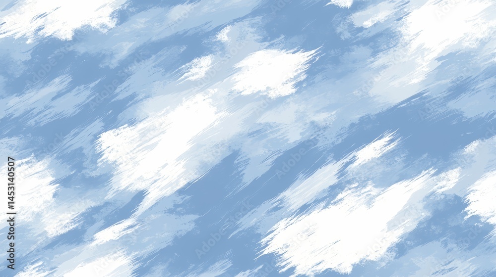 Poster The sky is a beautiful shade of light blue, with fluffy white clouds scattered throughout. The clouds are of various sizes and shapes, creating a sense of movement and depth in the sky