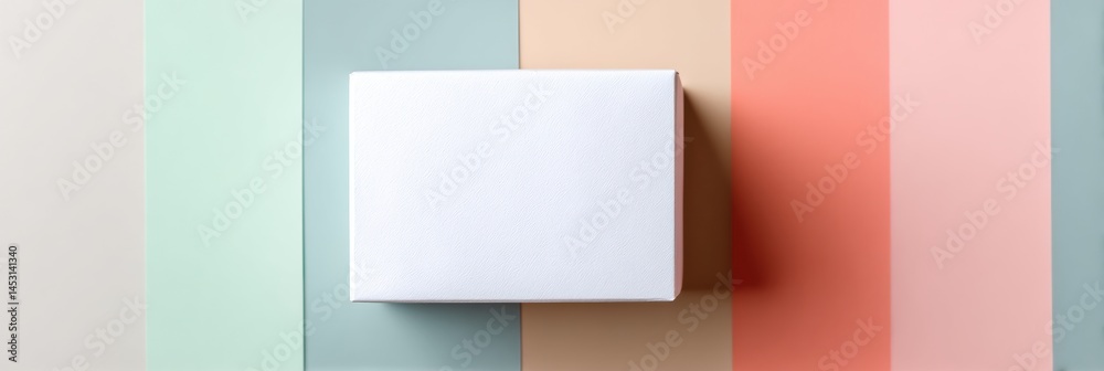 Poster Minimalistic Presentation of a Clean White Box on a Solid Pastel Color Background Depicting Modern Simplicity in Design Generative AI