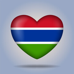 Gambia flag heart button Isolated on color gradient background. Exclusive Icon flag