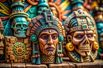 Fototapeta premium Aztec Mayan Inca Alphabet Warrior Conqueror Leopard Skull Tilt-Shift Stock Photo