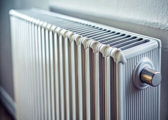 Close-up Macro Shot of a White Radiator Detail - Heating System Texture