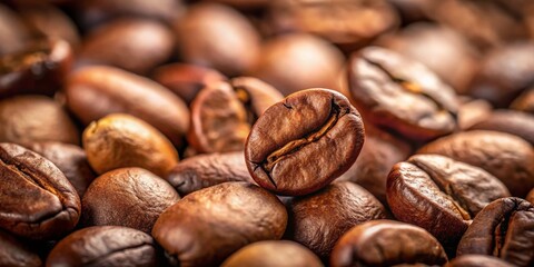 Naklejka premium Close-Up Minimalist Coffee Beans: Rich Brown Roasted Espresso Beans Texture