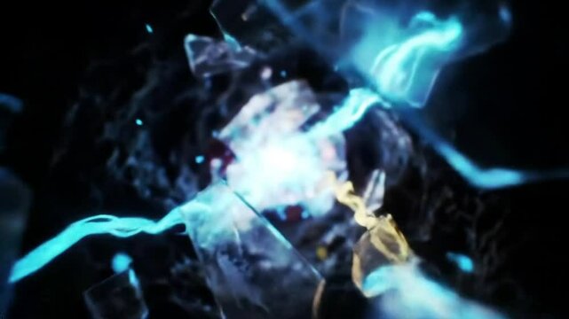 Dynamic abstract background showing energy breaking through barriers, symbolizing overcoming challenges and limitations.