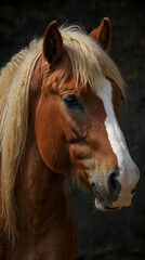 Belgian Horse in Profile with Dense Mane