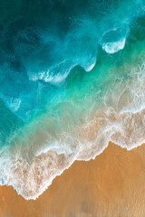 Beautiful beach with soft waves on a sandy background, top view