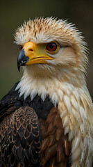 Crested Caracara with Sharp Orange Beak and Dark Eyes