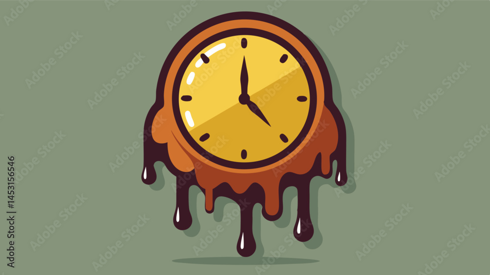 Aufkleber Creative melting clock illustration representing the passage of time with dripping design features against a solid background