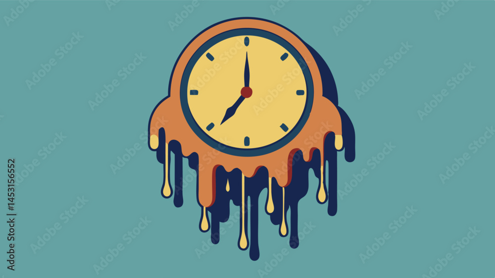 Aufkleber Creative melting clock illustration representing the passage of time with dripping design features against a solid background