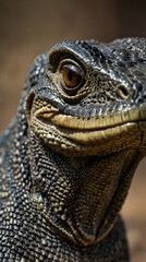 Fototapeta premium Nile Monitor Lizard with Predatory Gaze