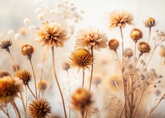 Obraz premium Double Exposure Brown Flowers: Artistic Botanical Photography