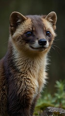 Fototapeta premium Pine Marten with Golden Patch and Sharp Eyes