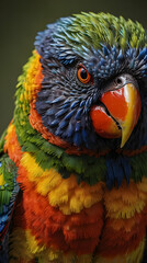 Obraz premium Rainbow Lorikeet with Brilliant Plumage and Red Beak
