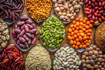 Obraz premium Double Exposure: Dry Beans & Sprouting Seeds - Healthy Legumes