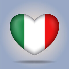 Italy flag heart button Isolated on color gradient background. Exclusive Icon flag
