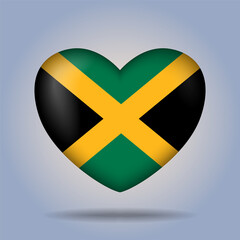 Jamaica flag heart button Isolated on color gradient background. Exclusive Icon flag