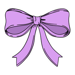 Elegance bow ribbon accessories for celebrations, gifts, presents, hair, cards invitations and party. Beautiful purple decorative tied bow