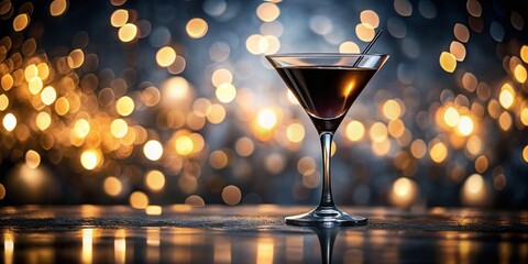 Elegant Black Cocktail Drink Logo with Bokeh Background - Premium Stock Photo