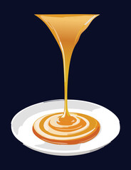 pouring sauce in a plate - vector illustration