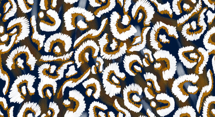 Leopard, zebra and giraffe pattern design. Hand drawn leopard zebra and giraffe pattern design. For textile and print. Navy blue background.
