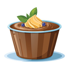 cup of chocolate pudding - vector illustration