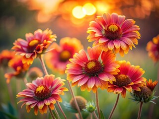 Fototapeta premium Elegant Gaillardia Sunset Bloom: Minimalist Modern Flower Photography