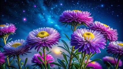 Elegant Italian Asters: Starry Night Minimalist Drone Photography