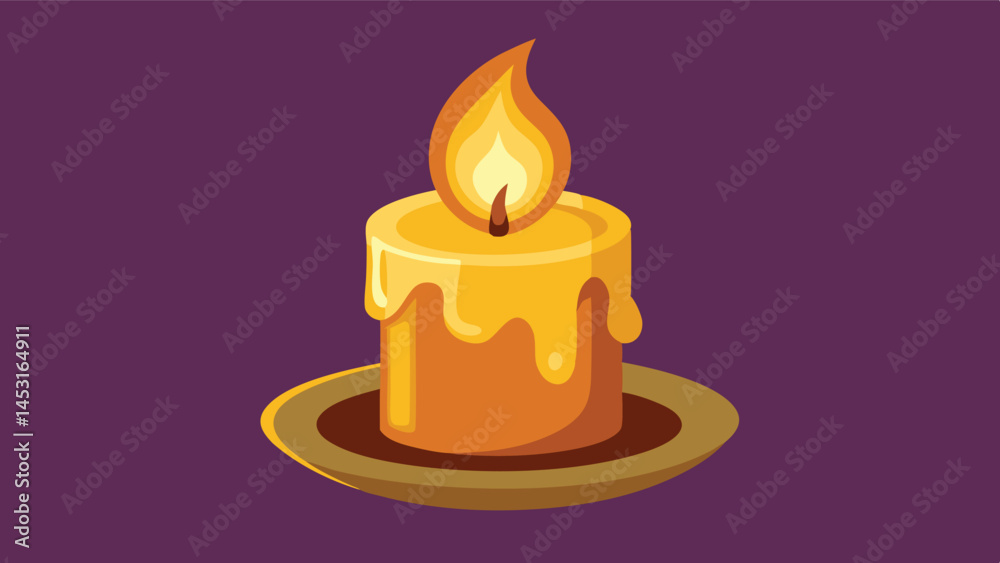 Poster bright yellow candle with a gentle flame illuminating a warm setting, creating a cozy atmosphere per