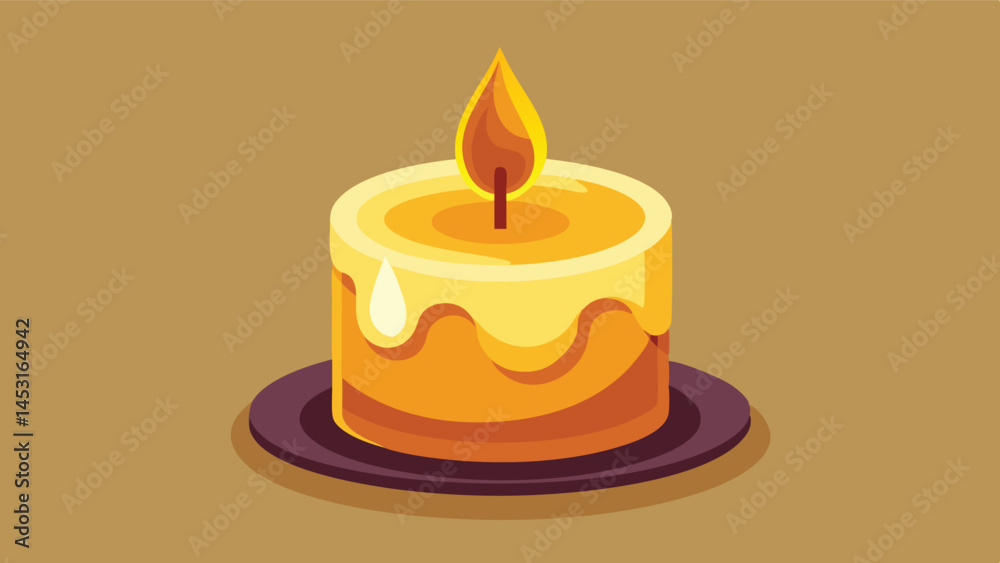 Poster bright yellow candle with a gentle flame illuminating a warm setting, creating a cozy atmosphere per