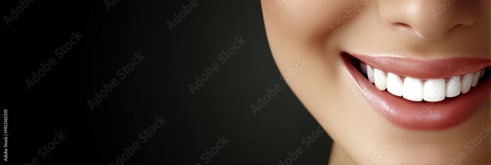 Poster Bright and Clean Smile Showcasing a Stylized Smile Line With a Shining Implant Highlight Under Soft Lighting Conditions Generative AI