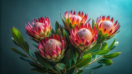 Elegant Protea Flower Cluster: Bold Minimalist Botanical Photography