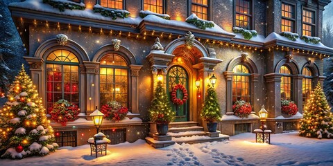 Obraz premium Festive Christmas Architecture: Spreading Holiday Cheer