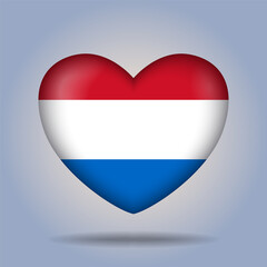 Netherlands flag heart button Isolated on color gradient background. Exclusive Icon flag