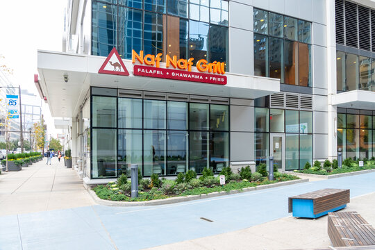 Philadelphia, PA, USA - November 4, 2023: Naf Naf Grill restaurant at 1919 Market Street in Philadelphia, Pennsylvania, USA.