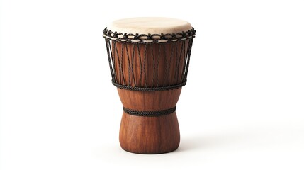 Wooden drum with skin head,  dark brown tone