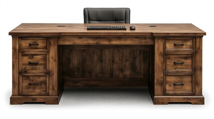 Solid wood executive desk with ample storage