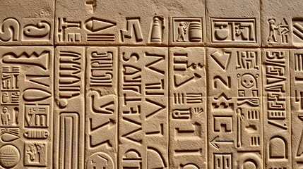 Ancient Egyptian Hieroglyphic Carvings on Stone Tablets, Showcasing Intricate Historical Scripts and Symbols