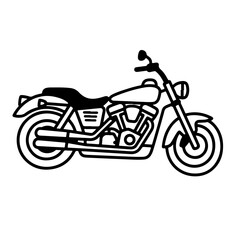 Fototapeta premium Classic Cruiser Motorcycle, Black and White Vector Illustration.