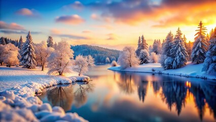 Icy Solitude at Dawn: Miniature Winter Landscape