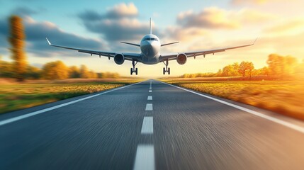 airplane taking off on the runway